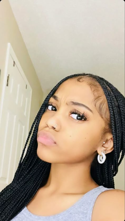 Box Braids Edges, Mikara Janae, Mikaria Janae Hairstyles, Mikaria Janae, Big Box Braids Hairstyles, Birthday Hairstyles, Dyed Hair Inspiration, Braids Hairstyles Pictures, Cute Box Braids Hairstyles