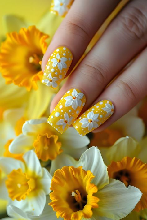 simple spring nail ideas, simple spring nails, spring acrylic nail designs, spring nails short, nails spring, spring nail ideas, march nails, spring nails designs, trendy spring nails, floral nails, flower nails, spring nails inspiration, easy spring nails, neutral spring nails, spring gel nails, nails design, flowers nails, spring nail designs, simple nails, spring nails 2024 trends, spring nails simple, spring nails pink, spring nails with flowers, daffodil nails, daffodil nail art, Daffodil Nails, Yellow Nail Art, Spring Acrylic Nails, Spring Nail Colors, Nail Polish Art, Floral Nail Art, Nail Art Wedding, Flower Nail Art, Beautiful Nail Designs