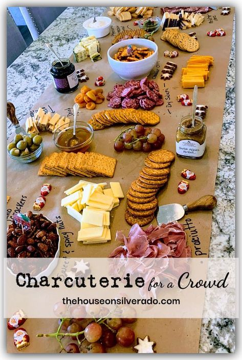 Charcuterie For A Large Crowd, Charcuterie Board Ideas For Large Crowds, Charcuterie Board For 35 People, Charcuterie Board Potluck, Charcuterie Potluck Party, Charcuterie Board For Large Crowd, Charcuterie Board Amounts Per Person, Charcuterie Potluck, Charcuterie For 20 People