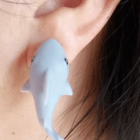 Shark Earrings- S203D20 Dinosaur Earrings, Shark Earrings, Bat Earrings, Shark Bites, Scary Halloween, Earring Gifts, 3d Printer, 3d Print, 3d Printing