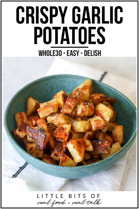 Whole 30 Potatoes, Garlic Potatoes Recipe, Oven Roasted Sweet Potatoes, Crispy Garlic, Sweet Potato Toast, Whole 30 Diet, Garlic Potatoes, Carrots And Potatoes, Okay Okay