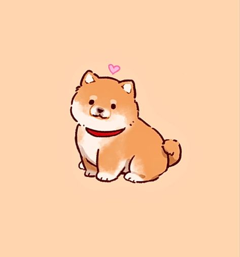 Dog Kawaii Drawing, Dog Pfp Drawing, Cute Dog Drawing Kawaii, Kawaii Dog Drawing, Pictures To Draw Easy, Dog Cute Drawing, Shiba Inu Drawing, Cute Dog Drawings, Chibi Dog