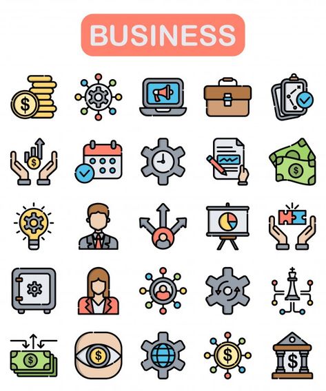 Business Icons, Business Icons Vector, Business Icon, Business Icons Design, Start Up Business, Business Man, Icon Set, Graphic Resources, Icon Design