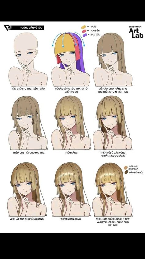 Webtoon Coloring Tutorial, Funny Face Photo, Pelo Anime, Drawing Hair Tutorial, Draw Hair, Manga Tutorial, Digital Painting Techniques, Digital Art Beginner, Different Hair