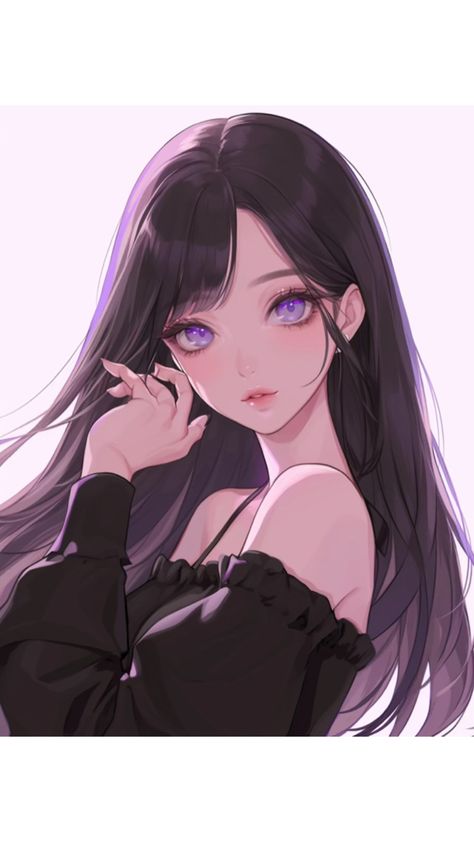 Purple eyes, black hair and black dress, it’s a manga girl Anime Purple Hair, Anime D, The Best Anime, Anime Black Hair, Girls With Black Hair, Best Anime, Purple Eyes, Anime Eyes, Anime Oc