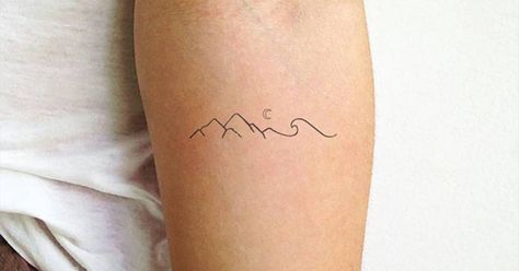 Mountain Range Tattoo, Tattoos Nature, Inner Forearm, Mountain Tattoo, Nature Mountains, Waves Tattoo, Little Tattoos, Tattoo Placement, Minimal Tattoo