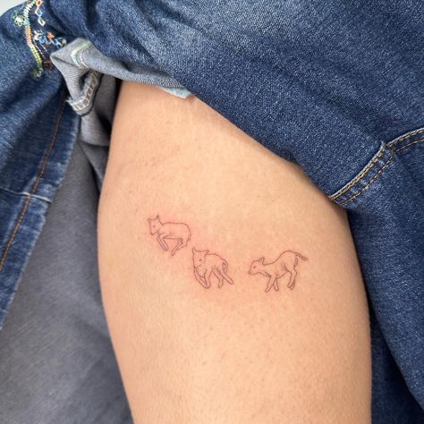 @divine.dust_ 99 And 1 Sheep Tattoo, Cute Ram Tattoo, Small Lamb Tattoo, Cutesie Tattoos, Lamb Tattoo Christian, Three Sibling Tattoos, Tattoos Siblings, Goat Tattoo, Lamb Tattoo