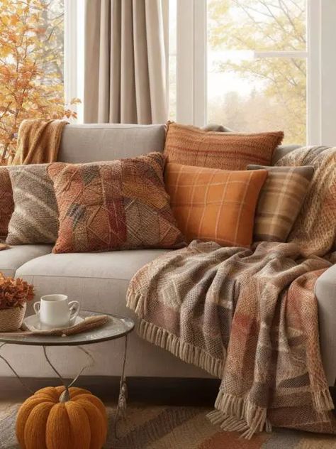 Fall Living Room Decor Ideas, Cream Chair, Modern Fall Decor, Fall Living Room Decor, Fall Living Room, Modern Fall, Living Room Decor Ideas, Room Decor Ideas, Creative Living