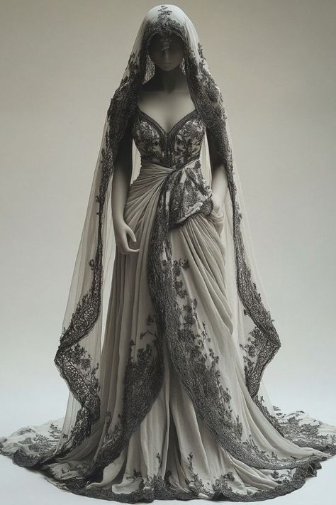 Gothic Medieval Dress, Hades Castle, Vintage Gothic Wedding Dress, Black Wedding Dress Aesthetic, Witch Wedding Dress, White And Black Wedding Dress, Vampire Wedding Dress, Goth Wedding Dress, Diogenes Of Sinope