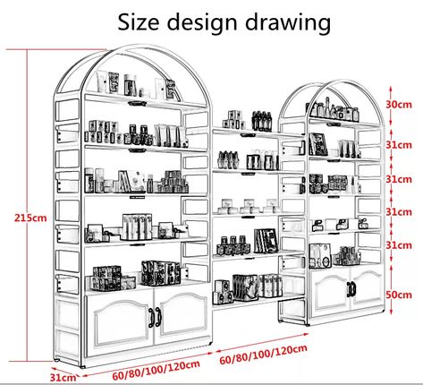 Bags Cabinet Design, Cosmetic Shop Interior Design Shelves, Cosmetic Store Design Interiors, Perfume Store Design, Cosmetic Display Design, Bag Display Cabinet, Product Display Retail, Bag Store Display, Shoe Store Display