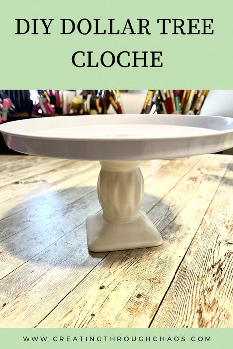 Diy Cloche Ideas Dollar Tree, Dollar Tree Cloche Ideas, Spring Cloche Ideas, Diy Cloche Ideas, Easter Cloche Ideas, Cloches Decor Ideas, Diy Cake Stand Dollar Store, Dollar Tree Cloche, Diy Cloche