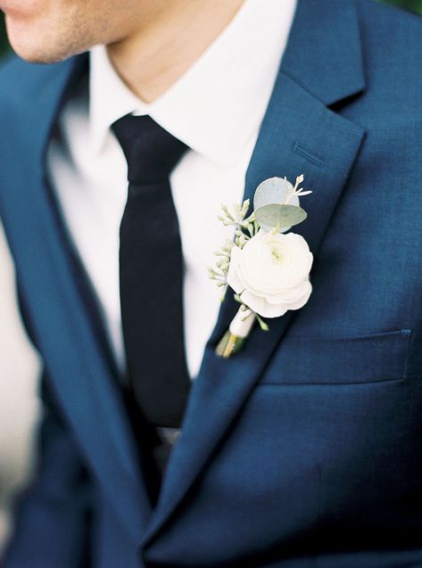 Navy White Wedding, Boutineer Wedding, Planterra Conservatory, Blue Boutonniere, Wedding Color Palettes, Wedding Gifts For Bride And Groom, Corsage And Boutonniere, Wedding Colors Blue, Groom Boutonniere