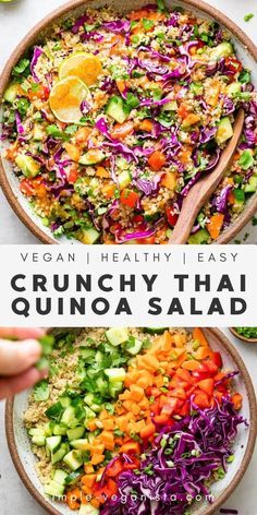 Almond Dressing, Thai Quinoa Salad, Thai Quinoa, Quinoa Recipes Healthy, Quinoa Salad Recipe, Gourmet Salad, Resep Diet, Salad Healthy, Salad Pasta