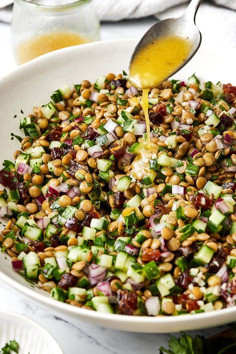 Lentil Mint Salad, Lemony Lentil Salad With Feta, Make Ahead Lentil Salad, Mediterranean Weekly Meal Prep, Farro Lentil Salad, Lentil Bean Salad, Mexican Lentil Salad, Lentil Cucumber Salad, Winter Lentil Salad