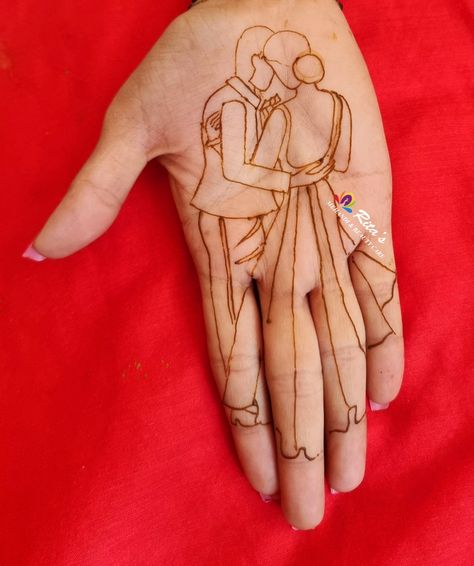 Couple Figure Mehendi, Full Bride Figure Mehndi, Mehendi Figure Designs, How To Draw Bride In Mehendi, Figer Mehandi Design, Bridal Face Mehendi Design, Engagement Mehendi Figures, Bridal Figure Mehndi Designs, Cute Bride