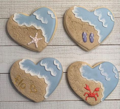 Beach Sugar Cookies, Ocean Cookies, Beach Dessert, Mermaid Cookies, Beach Cookies, Horse Cookies, Cooking Cookies, Sugar Cookie Designs, Fancy Cookies