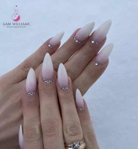 Baby Boomer With Glitter, Glitter Baby Boomer Nails, Baby Boomer Nails Almond, Baby Boom Nails, Bridal Nail Designs, French Fade Nails, Baby Boomer Nails, Faded Nails, Baby Boomers Nails