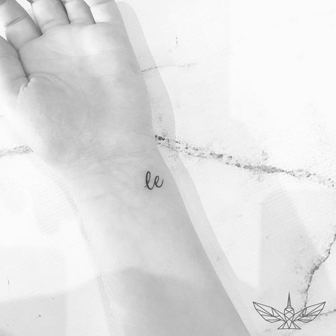 Le - Redbook.com Kids Initial Tattoos, Husband Tattoo, Tiny Wrist Tattoos, Flower Wrist Tattoos, Initial Tattoo, Tiny Tattoo, Wrist Tattoos For Women, Women's Tattoo, Dainty Tattoos