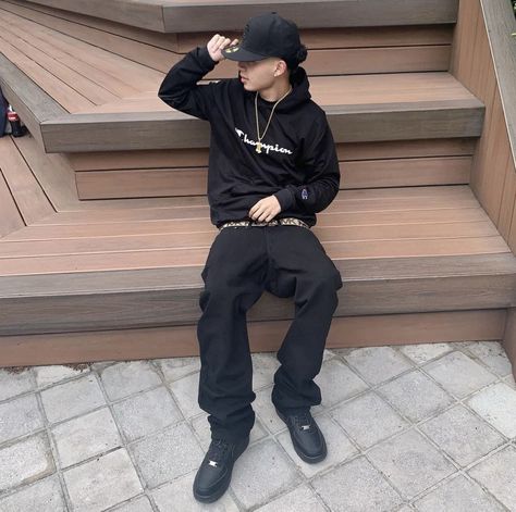 All Black Outfit Men Y2k, Black Air Forces Outfit Men, Black Af1 Outfit Men, Black Air Force 1 Outfit For Men, Black Airforce Outfit Men, Pink Airforce 1 Outfit, Black Forces Outfits, Black Air Force 1 Outfit Men, Black Airforce 1 Outfits