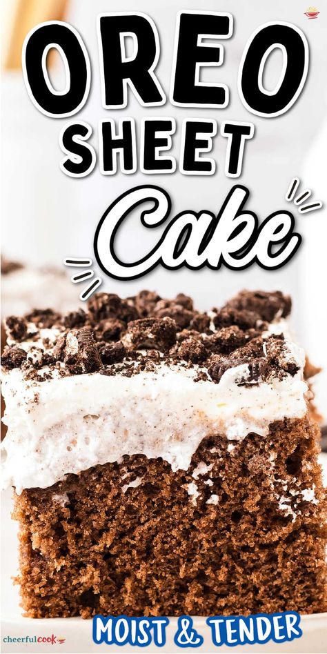 Oreo Sheet Cake, Easy Oreo Cake, Dessert Night, Cake Recipe Moist, Cake Sheet, Delish Cakes, Sheet Cake Recipe, Blueberry Dump Cakes, Chocolate Oreo Cake