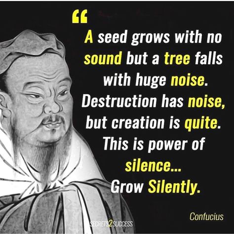 Growth is silent 🌱 Confucius Quotes, Philosophical Quotes, Warrior Quotes, Philosophy Quotes, Quotable Quotes, Inspiring Quotes About Life, Wise Quotes, Famous Quotes, Thoughts Quotes