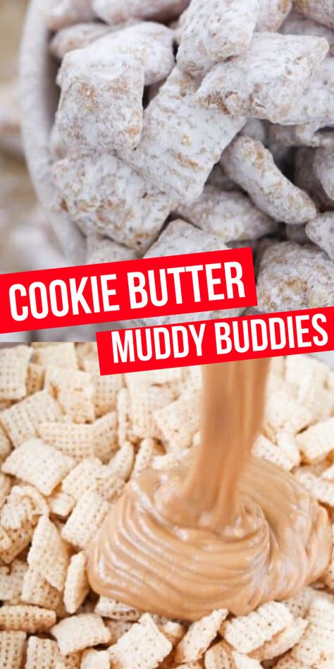 Butterscotch Muddy Buddies, Biscoff Muddy Buddies, Cookie Butter Muddy Buddies, Muddy Buddies Without Peanut Butter, Muddy Buddies Recipe No Peanut Butter, Holiday Muddy Buddies, Cookie Butter Puppy Chow, Thanksgiving Muddy Buddies Recipe, Best Muddy Buddy Recipe