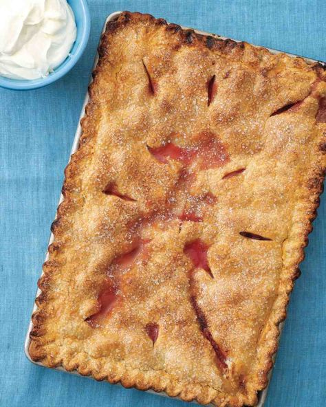 Strawberry-Rhubarb Slab Pie Rhubarb Slab Pie, Slab Pie Recipes, Slab Pie, Rhubarb Pie, Rhubarb Recipes, Pie Tart, Perfect Pies, Strawberry Rhubarb, Pie Dessert