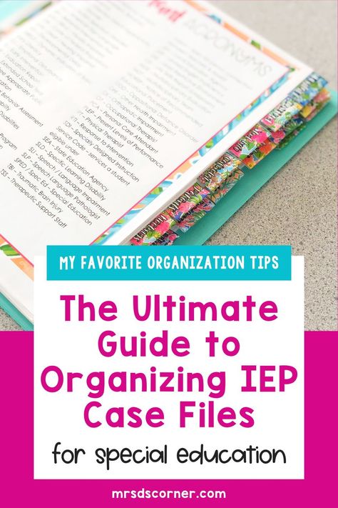 As a special education teacher, staying organized is essential. But, finding a system to organize IEPs and special education paperwork that actually works isn’t easy. Here is a step by step guide to finding an IEP organization system that works, what information you need in your IEP caseload binder, and digital IEP organization tips along with my favorite IEP organization resources for special education teachers. Special education teachers, snag this step by step guide and get organized! Iep Student Binder, Teacher Curriculum Organization, Iep Binder Organization, Resource Teacher Organization, Teacher Desk Essentials, Sped Teacher Organization, Sped Resource Classroom Setup, Sped Classroom Organization, Iep Goal Bins