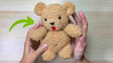 DIY Teddy Bear Plushie Using Old Socks | DIY Joy Projects and Crafts Ideas Sock Teddy Bear Diy, Sock Stuffed Animals Diy, Prayer Bear, Socks Diy, Gloves Diy, Bear Plushie, Diy Teddy Bear, Diy Joy, Diy Socks