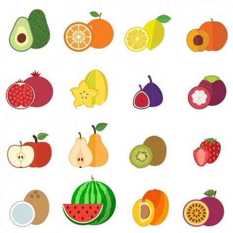 Fruits icons collection Free Vector Fruit Collage, Fruit Shapes, Fruit Graphic, Fruit Logo, Fruit Icons, Food Icon, Fruits Drawing, Fruit Vector, Pic Nic