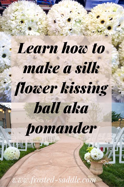 How To Make A Flower Ball, Pomander Balls Wedding, Kissing Balls Diy, Kissing Balls Wedding Bridesmaids, Sunflower Kissing Ball, Kissing Balls Wedding, Pomander Balls, Kissing Balls, Styrofoam Crafts