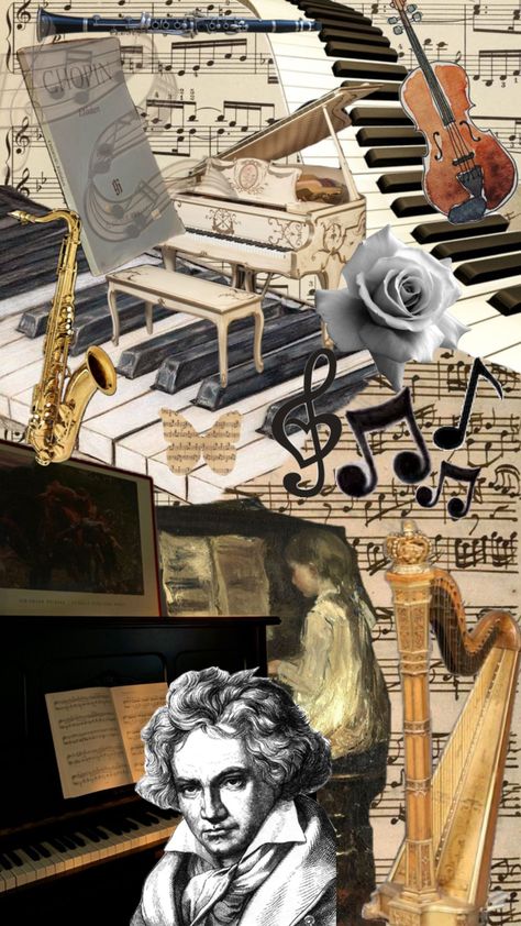 #piano #beethoven #key #notes #instrument Piano Beethoven, Key Notes, Music Aesthetic, Roof Repair, Aesthetic Collage, Collage Art, Cute Wallpapers, Piano, Musical