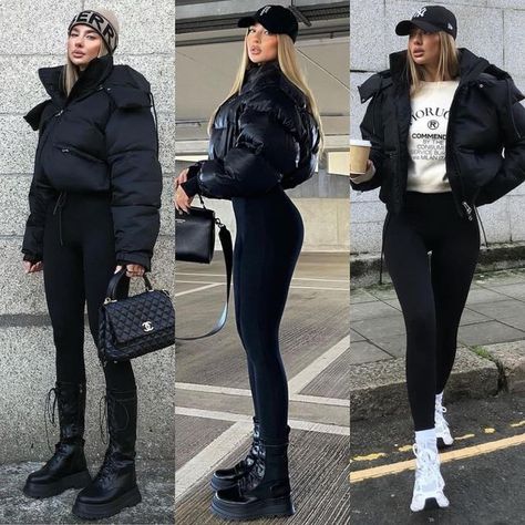 Fashion Inspiration on Instagram: "1, 2 or 3?" Black Winter Outfits Casual, Stadium Outfit Women Winter, Street Outfit Winter, New York Attire Winter, Fashion Outfits Winter 2023 2024, Winter Outfit Inspiration Street Style, How To Dress In Winter, Outfits To Wear In New York Winter, Winter Casual Outfit For Women Street Style