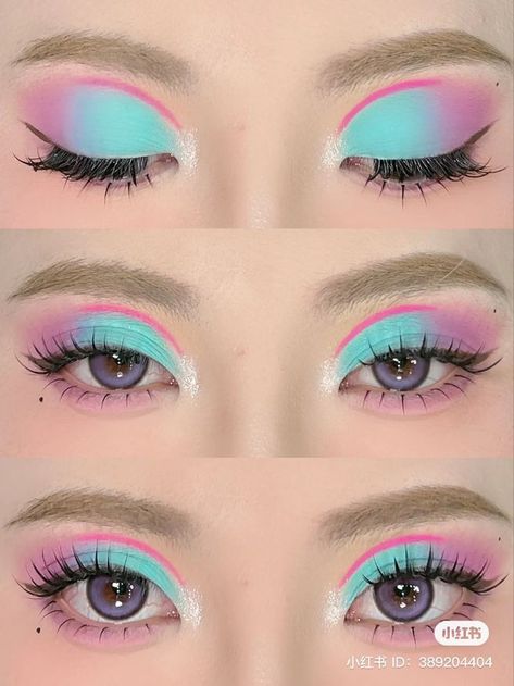 Pink And Blue Makeup, Dreams Manifest, Makeup Aesthetic Ideas, Stream Setup, Big Makeup, No Makeup Makeup Look, Vibrant Makeup, Pastel Makeup, Organization Makeup