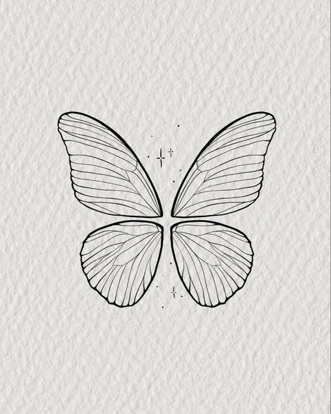 Minimalist butterfly fairy tattoo line art Fineline Tattoo Minimalist Butterfly, Wings Minimalist Tattoo, Minimalist Butterfly Drawing, One Line Art Butterfly, Butterfly Linework, Fairy Butterfly Tattoo, Wings Line Art, Butterfly Wings Drawing, Fineline Butterfly