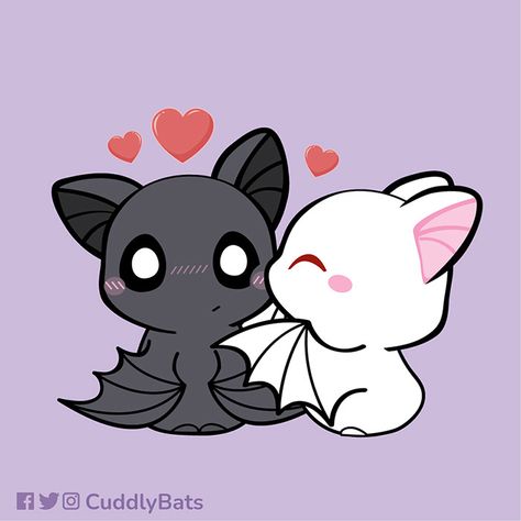 Kiss Cuddly Bats, Arte Do Kawaii, Images Kawaii, Cute Bat, Cute Animal Drawings Kawaii, Halloween Drawings, Pinturas Disney, Cute Kawaii Drawings, Cute Doodle Art