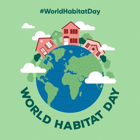 World Habitat Day, World Days, Flat Design, Habitat, Graphic Resources, Vector Free, Stock Photos, Fictional Characters, Design