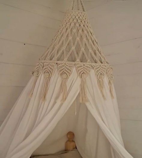 Macrame Bed Canopy, Macrame Canopy, Crochet Lampshade, Macrame Lamp, Macrame Hoop, Boho Deco, Bed Canopy, Handmade Lamps, Modern Macrame