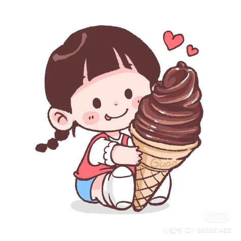 Kawaii Ice Cream Drawing, Creative Clips Clipart, Animal Illustration Art, Anime Mobile, Kawaii Illustration, Illustration Art Drawing, Cute Love Cartoons, Anime Child, Forensic