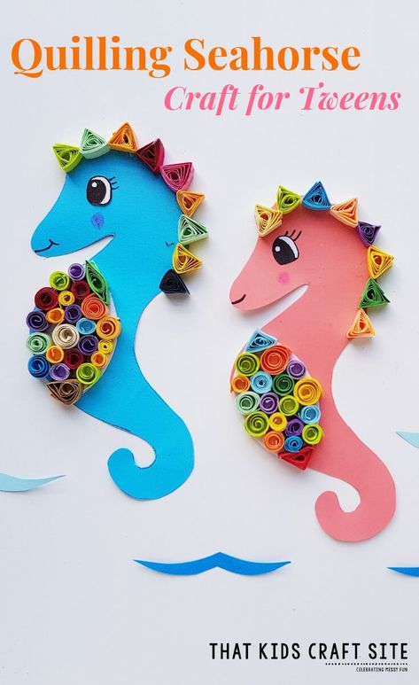 Quilling Seahorse Craft for Kids - That Kids' Craft Site Sea Horse Crafts For Kids, Quilling Seahorse, Diy Seahorse, Seahorse Craft, Seahorse Costume, Seahorse Crafts, Quilling Supplies, Kids Origami, Middle School Art Projects