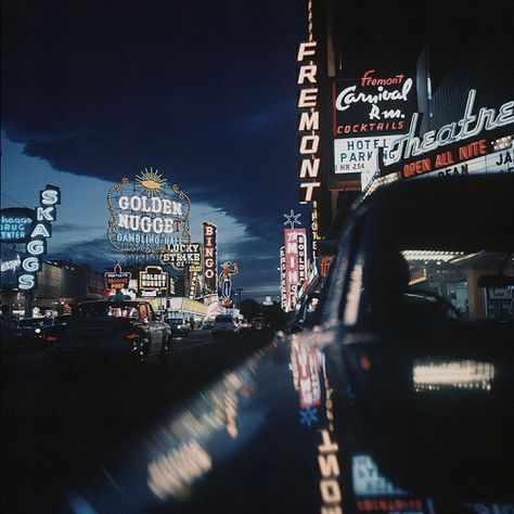 Fremont Street in Las Vegas, Nevada, lit up at night in 1961. (Nat Farbman—The LIFE Picture Collection/Getty Images) #tbt #throwbackthursday Fred Herzog, Herbert List, Mary Ellen Mark, Lee Friedlander, Karl Blossfeldt, Old Vegas, Edward Steichen, Walker Evans, Diane Arbus