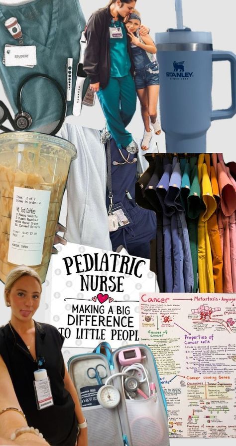 Nurse pediatric scrubs rainbow notes preppy aesthetic girl blonde hair pencil pouch coffee stethoscope Stanley cancer helping others kindness Pediatric Oncology Nurse, Pediatric Oncology, Nursing School Inspiration, Nursing Goals, Nursing Motivation, My Dream Job, Nursing School Essential, Job Inspiration, Oncology Nurse