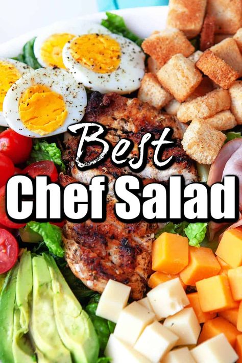 Chef’s Salad, Chef Salad Recipes, Main Salad, Creamy Salad Dressing, Chef Salad, Beef Salad, Croutons Homemade, Salad Recipes For Dinner, Lunch Salads