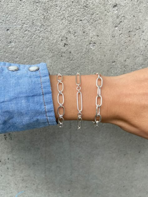 Handmade Chain Bracelet, Silver Chain Bracelet Women, Handmade Chain Jewelry, Silver Bracelet Chain, Silver Bracelet Stack, Silver Bracelet For Women, Silversmithing Jewelry, Simple Silver Jewelry, Ring Bracelet Chain