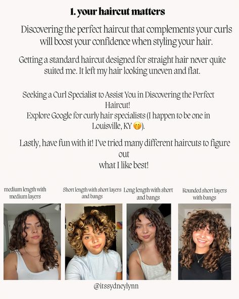 What i wish I knew when starting my curly hair journey 💗 save this when you need motivation ! . #curlyjourney #curlyhairkillas #curlyhaircare #curlspecialists Curly Hair Journey, Curly Hair Specialist, Layers And Bangs, Curly Hair Tutorial, Medium Layered, Haircut Designs, Need Motivation, Curly Hair Care, I Wish I Knew