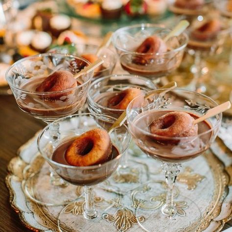 Entertaining With Champagne Coupe Glasses - Revel and Glitter Doughnut Wedding Cake, Reception Food, Food Stations, Portable Food, Catering Menu, Catering Food, Night Snacks, Wedding Catering, Wedding Food