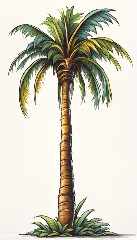 Nature Aesthetic Drawing, Illustration Digital, Nature Aesthetic, Palm Tree, Palm Trees, Artificial Flowers, Digital Art, Paintings, Drawings