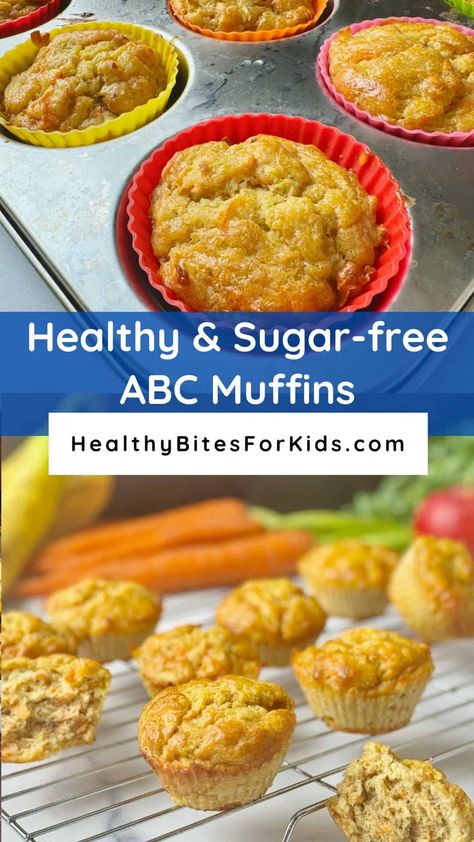 ABC Muffins (No sugar) Abc Muffins Toddler, Abc Muffins Baby, Abc Muffins, Sugar Free Muffins, Sugar Free Recipes Desserts, Sweet Muffin, Sugar Apples, Pumpkin Banana, Healthy Sugar