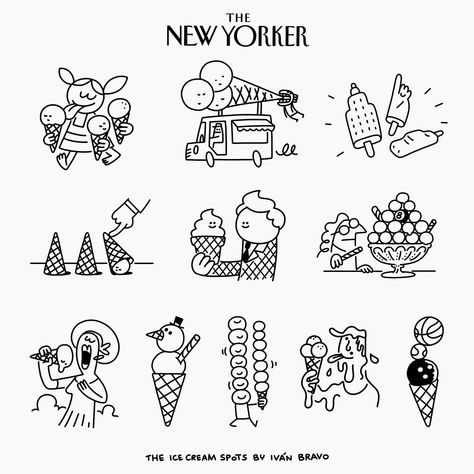 Ice cream illustration for The New Yorker illustration by Ivan Bravo New Yorker Spot Illustration, New Yorker Illustration, Agenda Design, Cream Illustration, Studio Illustration, Resturant Design, Ice Cream Logo, Ice Cream Illustration, Ice Cream Poster