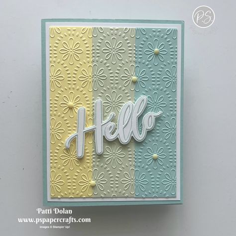 Stampin Up Pool Party Color Combos, Best Wishes Handmade Cards, Stampin Up Hello Cards, Stampin Up Thoughtful Moments Hybrid Embossing Folder, Stampin Up So Swirly Embossing Folder, Stampin Up Thoughtful Moments, Thoughtful Moments Stampin Up Cards, Stampin Up Embossing Folders Cards, Stampin Up Embossing Folders